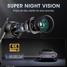 Dashcam voor auto - Zwart - 10 inch - Spiegel Dashcam met 4K Ultra-HD en Achteruitrijcamera - Voor Auto — thumbnail 4
