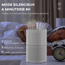 TEKROA® HEPA-luchtreiniger met ionisator - Air Purifier - CADR 225 m³/u - stille slaapstand - 50 W - timer, 4 snelheden - Wit — thumbnail 3
