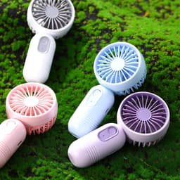 Set van 6 mini-ventilators, schattig en lichtgewicht, compact en draagbaar, 3 windsnelheden, USB-oplaadbaar, unisex, geschikt voor binnen- en buitengebruik, make-up en op reis (verkrijgbaar in zwart en wit). — thumbnail 2