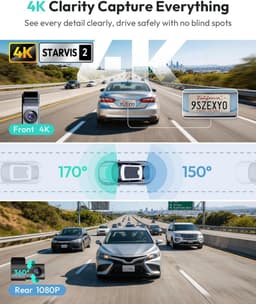 Dashcam - Dual Lens - 4K Voor en 1080P Achter - Nachtzicht en Spraakbesturing - Voor Auto's — thumbnail 2
