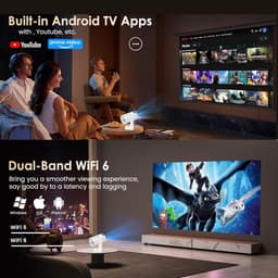 SnelShoppen - WiFi 6 Mini Projector met Bluetooth 5.4, 4K 1080P Draagbare Overhead Projector met Automatische Keystone Rotatie 270°, Geschikt voor HDM — thumbnail 3