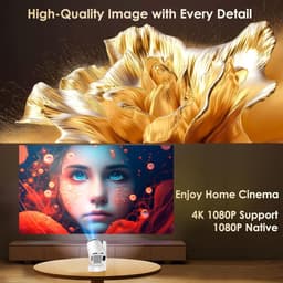 SnelShoppen - WiFi 6 Mini Projector met Bluetooth 5.4, 4K 1080P Draagbare Overhead Projector met Automatische Keystone Rotatie 270°, Geschikt voor HDM — thumbnail 2