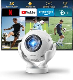 SnelShoppen - Mini Beamer 1080p 4K met Wifi en Bluetooth, Draagbare Projector met Automatische Trapeziumcorrectie en Elektrische Focus, 5W Luidspreker — thumbnail 1