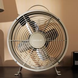 Tafelventilator 20,3 cm Retro met 2 Snelheden – 25W – Stabiele Basis – Beige — thumbnail 5