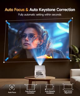 SnelShoppen - Mini Projector 4K & 8K Ondersteuning - 1080P Full HD Beamer - Draaibaar 180° - Auto Focus & Keystone - Wifi 6 & BT 5.4 - Ideaal voor Sla — thumbnail 5
