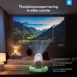 SnelShoppen - Mini Beamer Full HD 1080p | Smart Projector met Autofocus & Keystone Correctie | Draagbare Projector met WiFi & Bluetooth 5.4 | 508 cm S — thumbnail 2