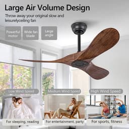 42 inch plafondventilator zonder verlichting - 6 snelheden - Omkeerbare geruisloze DC-motor - Afstandsbediening - Geschikt voor binnen en buiten - Voor boerderij, kantoor en slaapkamer — thumbnail 5