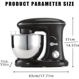 Keukenmixer – Mengmachine – Bakmixer – Deegkneder – Standmixer – 1400W Krachtige Motor – 4,5 Liter RVS Mengkom – Zwart — thumbnail 3