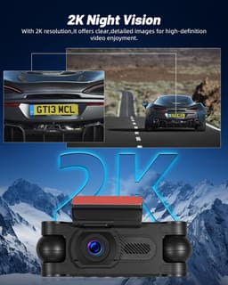 SnelShoppen - 2K 4-kanaals 360° Dashcam voor Auto's - 3-inch Camera met Nachtzicht, G-sensor, Wifi-verbinding, Loopopname en 24-uurs Parkeerbewaking — thumbnail 2
