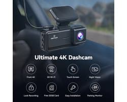 Dashcam HD 4K Ingebouwde GPS - 70 Graden Kijkhoek - 5G Wifi - Nachtzicht - Auto DVR - Vermoeidheidsdetectie