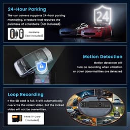 Dashcam met WiFi - Autocamera Rijcamera - Veilig Rijden - Dubbele Camera Opname - 3.16 Inch Scherm - Zwart — thumbnail 3