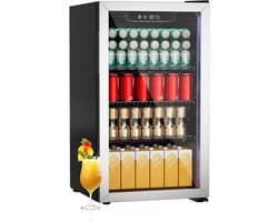 Drankkoeler - Mini koelkast - Dranken Koelen - Stille werking - 80L Capaciteit - Zilver