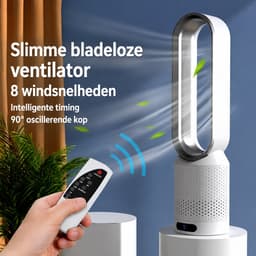 Pelor Bladloze Torenventilator - Luchtreinigende Luchtcirculatie - 8 Snelheden met Afstandsbediening - 90° Oscillatie - Blauw — thumbnail 3