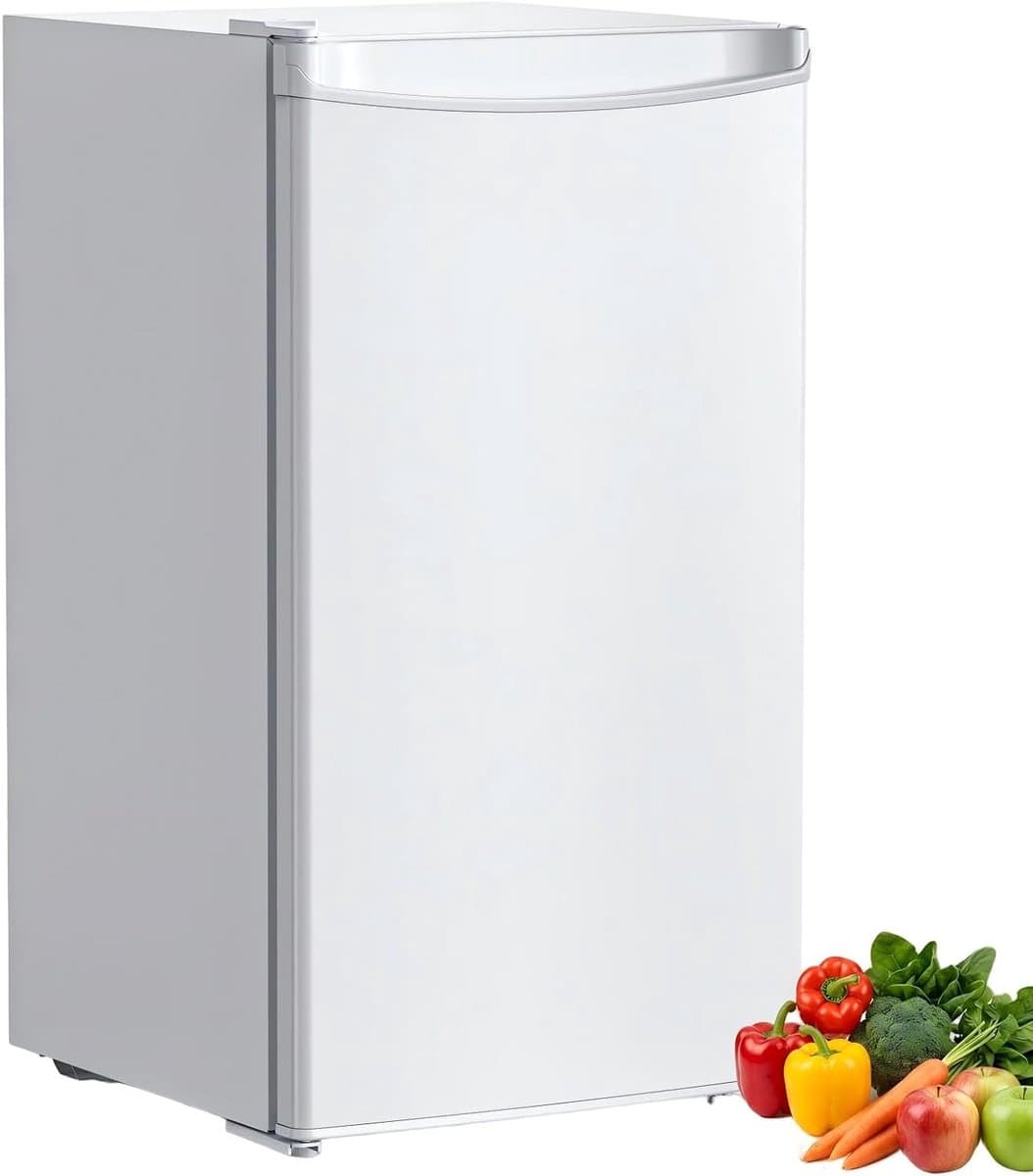 Stille minikoelkast van 92 liter met vriesvak – energiezuinig – 5 temperatuurstanden – groentelade – LED-verlichting – compact en vrijstaand – ideaal voor slaapkamers, kantoren en keukens – Wit [Energieklasse A] — afbeelding 1