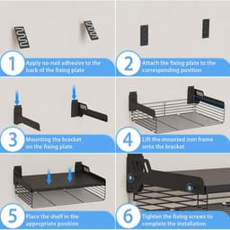 SnelShoppen - Magnetron Rek Hangend Magnetron Houder Wandmontage 2 Laags Opbergmand Zwart 55 x 35 x 11 cm Sterk en Duurzaam — thumbnail 2
