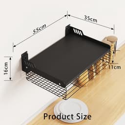 SnelShoppen - Magnetron Rek Hangend Magnetron Houder Wandmontage 2 Laags Opbergmand Zwart 55 x 35 x 11 cm Sterk en Duurzaam — thumbnail 4