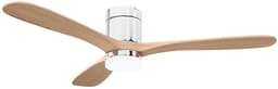 Plafondventilator met lamp - Diameter 132 cm - 3 kleurtemperaturen - massief houten bladen - Scandinavisch - natuurlijk hout en zilver — thumbnail 4