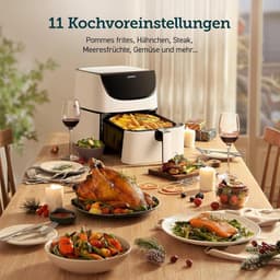 Airfryer 5,5 Liter XXL – Heteluchtfriteuse – 11 Automatische Programma's – Digitaal Touchscreen – Vaatwasmachinebestendig – 1700W Wit — thumbnail 2