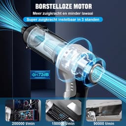 Draadloze Persluchtreiniger & Handstofzuiger – 2-in-1 Elektrische Air Duster – Oplaadbaar – Voor Auto, Toetsenbord, PC, Laptop en Huis – Met Opzetstukken — thumbnail 2