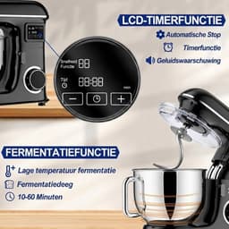 Lìon® Keukenrobot - Keukenmixer - Keukenmachine - Zwart - 26cm x 40cm x 45cm — thumbnail 3