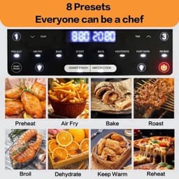 Heteluchtfriteuse – Airfryer - Airfryer Oven XXL - 12L - Dubbele Kookkamer Instelbaar - 2000W - 240V - 8 Voorgeprogrammeerde Programma's - LED Touchscreen - Kijkvenster - Zwart — thumbnail 2