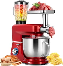 Multifunctionele Keukenmachine - Mixer Deegmaker - Thuiskoken Mixen - Kantelbare Kop - 7 Liter Kom - Rood — thumbnail 1