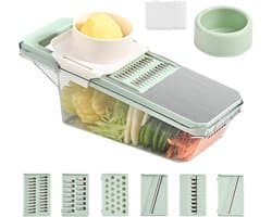 Voedselhakmolen Groentesnijder - Keukenmachine Rasp - Maaltijden Bereiden - Multifunctioneel 6-in-1 - 34x15x13 cm - Groen