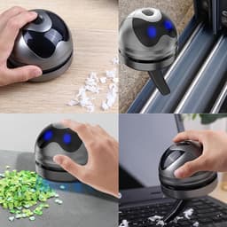 KZQ Stille mini bureaustofzuiger met USB-C opladen - Draagbare palmstofzuiger voor kruimels zaadjes haren en kunststofdeeltjes - Laag geluidsniveau en schattig ontwerp - Grijs — thumbnail 5