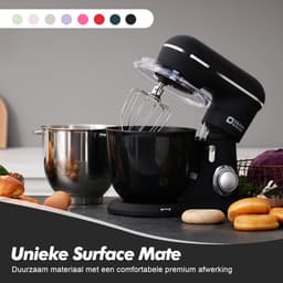 Keukenmachine - Standmixer - Bakken en Koken - Dubbele Mengkom - 4.5L + 5L - Zwart — thumbnail 2