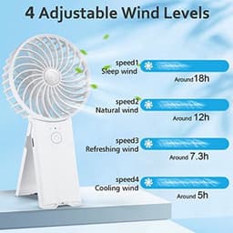 Oplaadbare USB Handventilator - Draagbare Mini Ventilator met 4 Snelheden voor Thuis, Kantoor en Reizen — thumbnail 2