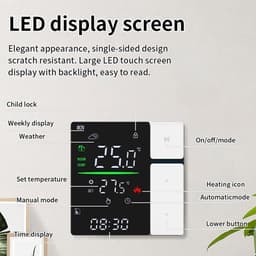 Slimme Thermostaat - Kamerthermostaat Programmeerbaar - Energie Besparen - Nauwkeurige Temperatuurregeling - 8.6x8.6x4.1CM - Wit — thumbnail 4