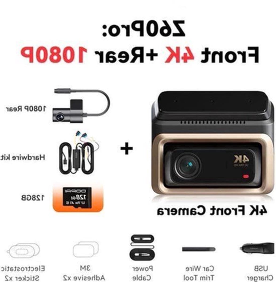 Dashcam – Autocamera – Rijcamera – Vehikel Recorder – Dual Channel Systeem – Haarscherpe 4K UHD Video – Slimme ADAS Veiligheidsalerts — afbeelding 1