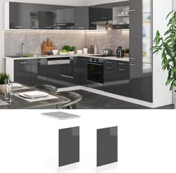 Frontpaneel Vaatwasser - Keukenpaneel Deur - Keuken Opfrissen - Met Werkblad - 45 cm Breed - Antraciet Hoogglans — thumbnail 3