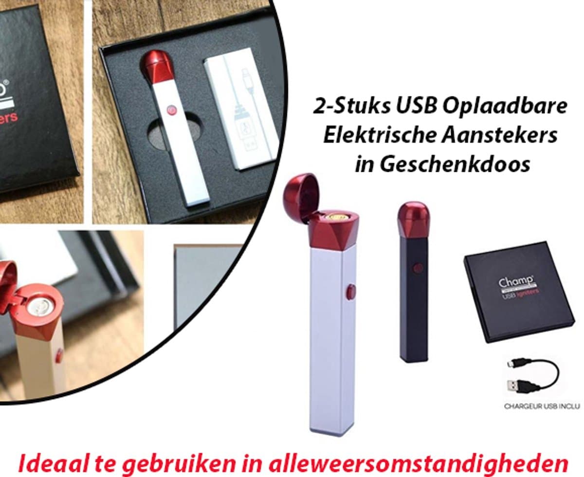 2-Stuks USB Oplaadbare Elektrische Aansteker in Geschenkdoos — afbeelding 1