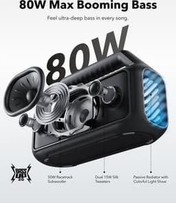 soundcore Boom 2 Outdoor Speaker by Anker - 80W - Subwoofer - BassUp 2.0 - 24H Playtime - IPX7 Waterproof - Floatable - RGB Lights - USB-C - Custom EQ - Bluetooth 5.3 - Geschikt voor buitengebruik: Camping, Strand en Achtertuin - Zwart — thumbnail 5