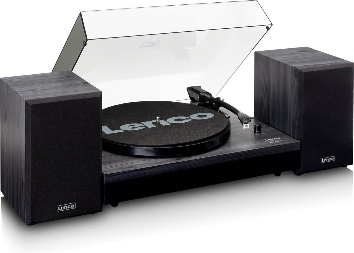 Lenco Platenspeler met Bluetooth - Twee externe Speakers - Auto-stop - LS-301BK - Zwart — afbeelding 1