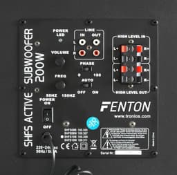 Actieve Subwoofer met Versterker - Fenton SHFS08B - 8 Inch - Voor Home Cinema - 200 Watt — thumbnail 5