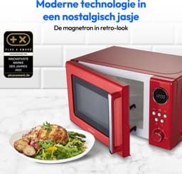 MEDION retro magnetron (20 liter, ca. 800 watt, 5 magnetronstanden, digitaal display, ontdooifunctie, compact) rood — thumbnail 5