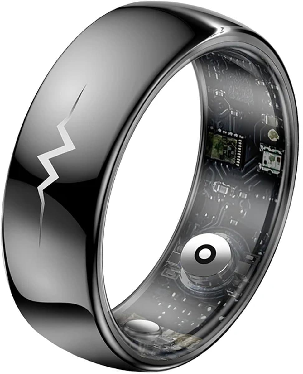 WizBay Premium Select® FlashSense Smart Ring – Glucose & ECG Meting – Gesture – Hypoallergeen – Waterdicht IP68 – Dames & Heren – Oplaadcase – Slaap, O2, Bloeddruk, Hartslag & Sportmonitoring - Zwart #10 — afbeelding 1