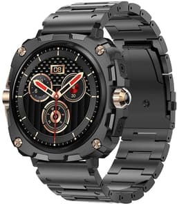 WizBay Premium Select® 1.43inch AMOLED Screen Smartwatch Dames Heren - Android en iOS - Bluetooth Call - 02 Zuurstof - Bloedruk - Dynamic Hartslag & Slaap Monitor - Message - Magnetic Laden - Smartwatches - Zwart met rvs Zwarte Band Rose Knoppen — thumbnail 1