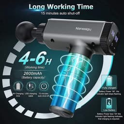 Massagepistool voor spierontspanning - 30 snelheden, LED-display en 6 massagekoppen — thumbnail 5