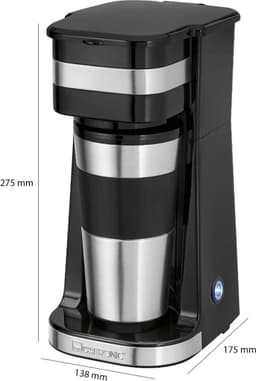 Koffiezetapparaat met to go beker 400ml - geschikt voor alle standaard bekerhouders - roestvrijstalen beker - filterkoffiezetapparaat klein KA 3733 — thumbnail 2
