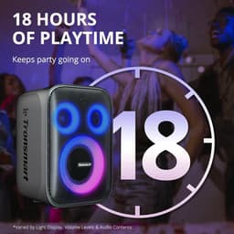 Tronsmart Halo 200 - Karaoke Partyspeaker - 120W 3-Weg Geluid - 18 Uur Batterij - IPX4 - 5 Lichtmodi - Met Gitaar & Mic Ingang - App EQ - Zwart — thumbnail 4