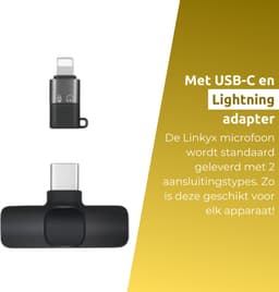 Linkyx Draadloze Microfoon - Lavalier Microfoon - Dasspeld Microfoon - Lightning en USB C - Plug & Play — thumbnail 4