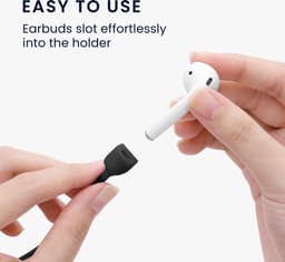 kwmobile magnetische band geschikt voor Apple Airpods 1 / 2 / 3 / 4 / Pro 1 / Airpods Pro 2 - Siliconen strap voor draadloze oordopjes - 80 cm lang - In zwart — thumbnail 4