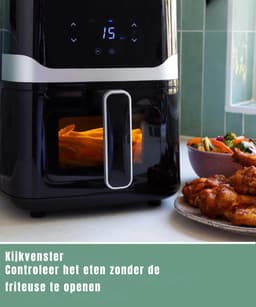 TIM® Mini Airfryer - Kleine Friteuse - Frituese - met Tefloncoating - 2,5L- Zwart - 25cm x 25cm x 31cm; 3 kg — thumbnail 3