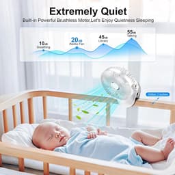 4000mAh Draagbare Clipventilator met LED - Batterij USB Tafelventilator - 4 Snelheden Stil Oplaadbaar - 360° Draaibaar voor Thuis, Kantoor, Kinderwagen, Kamperen - Wit - 1 Stuk — thumbnail 3