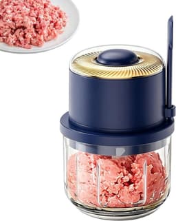 Elektrische Mini Chopper - Keukenmachine Hakmolen - Snel Ingrediënten Snijden - Draadloos en Draagbaar - 350 ml Capaciteit - Blauw — thumbnail 1