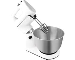 Standmixer 300W - Keukenmachine deeg - Bakken en koken - Kantelkop ontwerp - 4 liter kom - Wit