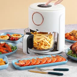 Airfryer 5L, Glass Fully Automatic Intelligent Transparent Visible Multifunctional Electric Oven, 1000W/a/Touch Sn Stabilize — thumbnail 4